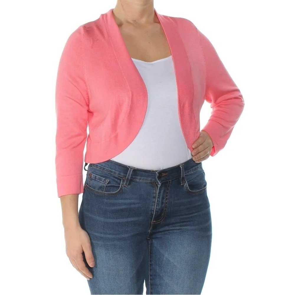 Jessica Howard Women 18W Pink Open Cardigan Shrug Office Thrashed Formal